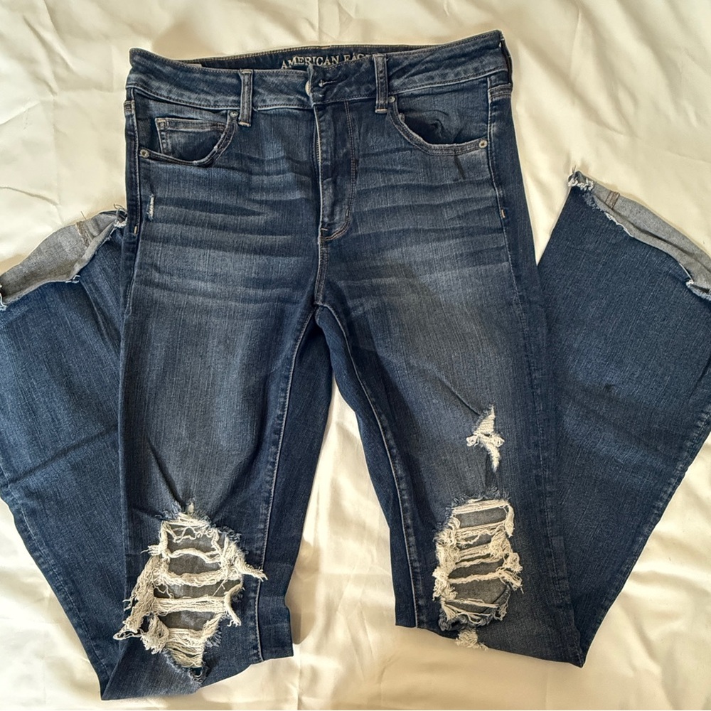 American Eagle Outfitters Blue Boyfriend Jeans Distressed
